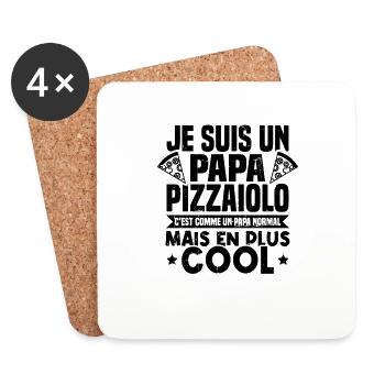 Un papa pizzaiolo c'est comme un papa normal - Dessous de verre (lot de 4) - blanc - Devant