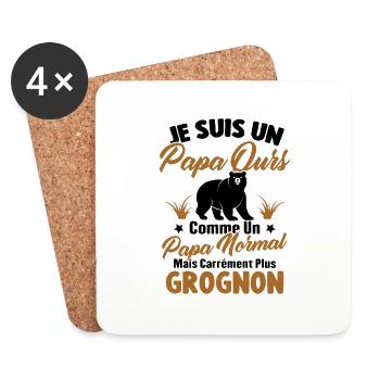 Je suis un papa ours c'est comme un papa normal - Dessous de verre (lot de 4) - blanc - Devant