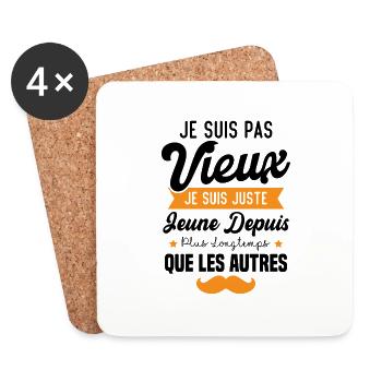Cadeau pas vieux je suis juste jeune depuis plus - Dessous de verre (lot de 4) - blanc - Devant
