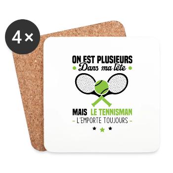 Le tennisman l'emporte toujours Humour cadeau - Dessous de verre (lot de 4) - blanc - Devant
