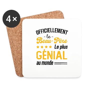 Cadeau Le Beau père le plus genial au monde - Dessous de verre (lot de 4) - blanc - Devant