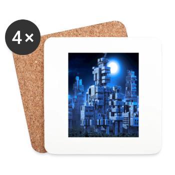 Fantasie Science Fiction Stadt - Untersetzer (4er-Set) - Weiß - Vorne