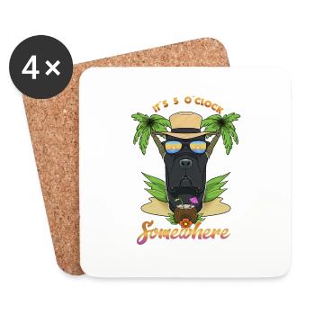 Il est 5 OClock quelque part en buvant Cane Corso - Dessous de verre (lot de 4) - blanc - Devant