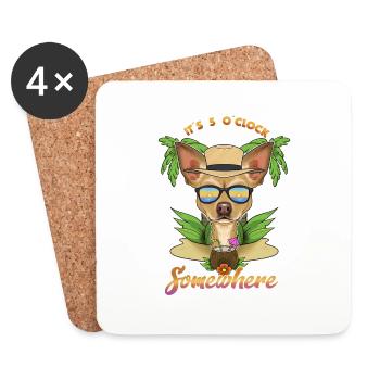 Il est 5 oclock quelque part en buvant du chihuahua - Dessous de verre (lot de 4) - blanc - Devant