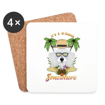 It Is 5 OClock Somewhere Drinking Poodle - Untersetzer (4er-Set) - Weiß - Vorne