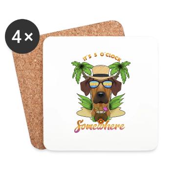 It Is 5 OClock Somewhere Drinking Rhodesian - Untersetzer (4er-Set) - Weiß - Vorne