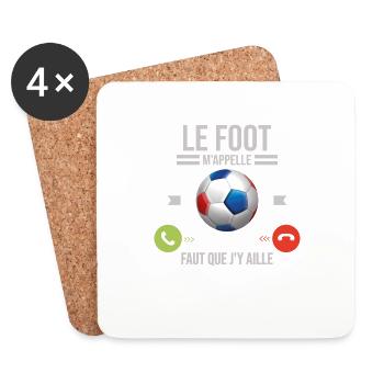 Le Foot M'appelle Faut Que J'y Aille - Dessous de verre (lot de 4) - blanc - Devant
