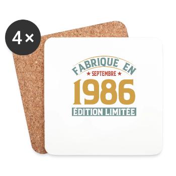 Fabriqué En Septembre 1986 Édition Limitée - Dessous de verre (lot de 4) - blanc - Devant