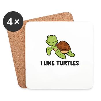 J’aime les tortues océan mignon - Dessous de verre (lot de 4) - blanc - Devant