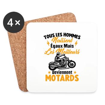 Les meilleurs hommes deviennent motards - Dessous de verre (lot de 4) - blanc - Devant