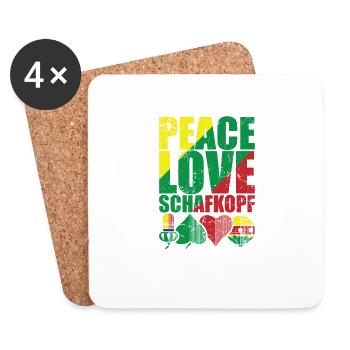 Peace Love Schafkopf Kartenspiel Spielkarte - Untersetzer (4er-Set) - Weiß - Vorne