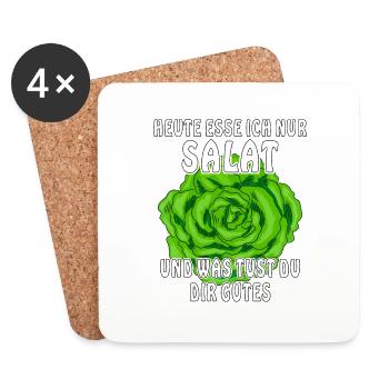 HEUTE ESSE ICH NUR SALAT - Untersetzer (4er-Set) - Weiß - Vorne