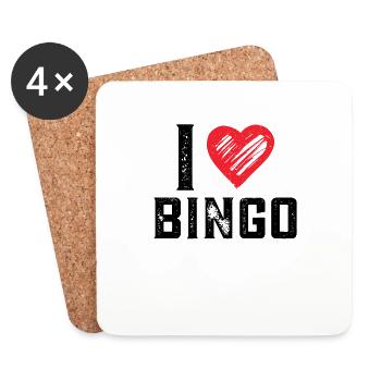 I Love Bingo Lustiges Bingo - Untersetzer (4er-Set) - Weiß - Vorne