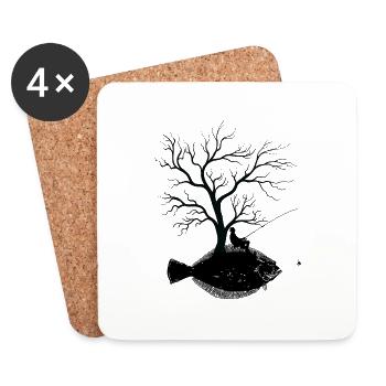 Arbre graphique - Fish Flow - Dessous de verre (lot de 4) - blanc - Devant