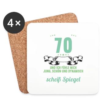 70 Jahre Jung Schön Dynamisch 70 Geburtstag - Untersetzer (4er-Set) - Weiß - Vorne