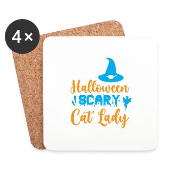 Halloween scary cat lady - humor - Coasters (set of 4) - white - Front