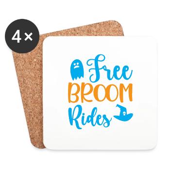 Free broom rides - halloween humor - Coasters (set of 4) - white - Front