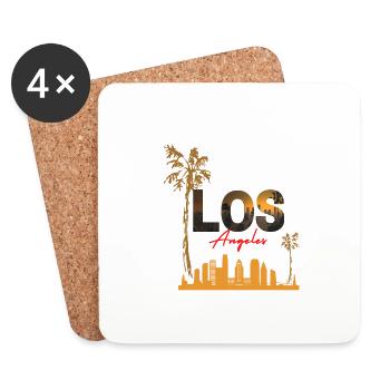 Black and Orange Illustration Los Angeles T shirt - Coasters (set of 4) - white - Front