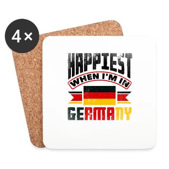 German Germany German Flag Happiest When Im In - Untersetzer (4er-Set) - Weiß - Vorne
