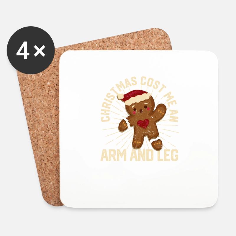 Gebrochener Lebkuchenmann Weihnachten kostete mich - Untersetzer (4er-Set) - Weiß