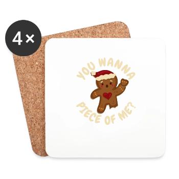 Drôle de pain d’épice homme blague de Noël Vous voulez - Dessous de verre (lot de 4) - blanc - Devant
