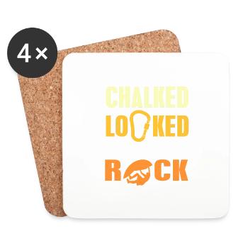 Chalked Locked & Prêt à faire du rock cool Bouldering - Dessous de verre (lot de 4) - blanc - Devant