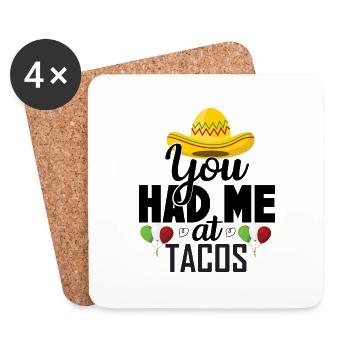 Tu m’as eu à Tacos - Dessous de verre (lot de 4) - blanc - Devant