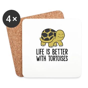 Life Is Better With Tortoises - Coasters (set of 4) - white - Front