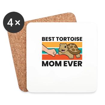 Tortoise Mama Best Tortoise Mom Ever - Coasters (set of 4) - white - Front