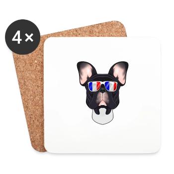 French Bulldog France Sunglasses I French Flag - Untersetzer (4er-Set) - Weiß - Vorne