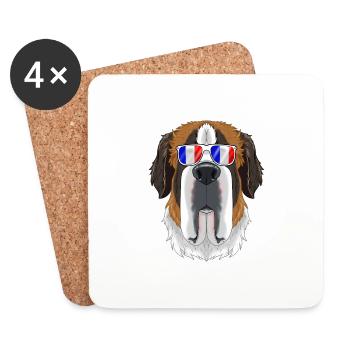Saint Bernard France Sunglasses I French Flag - Coasters (set of 4) - white - Front