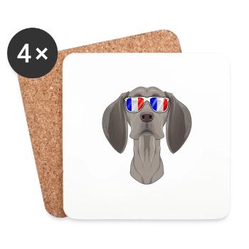 Weimaraner France Sunglasses I French Flag - Coasters (set of 4) - white - Front
