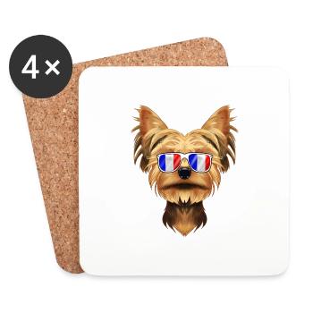 Yorkshire Terrier France Sunglasses I French Flag - Coasters (set of 4) - white - Front