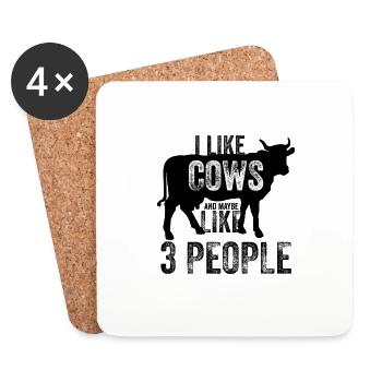 I like cows and maybe like 3 people - Coasters (set of 4) - white - Front