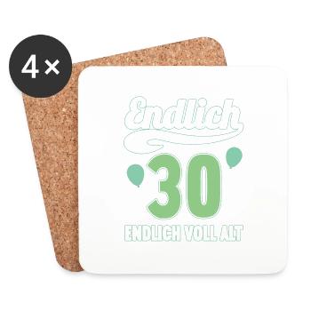 Endlich 30 Jahre endlich voll alt 30 Geburtstag - Untersetzer (4er-Set) - Weiß - Vorne