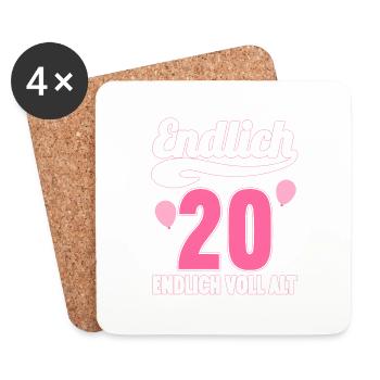 Endlich 20 Jahre endlich voll alt 20 Geburtstag - Untersetzer (4er-Set) - Weiß - Vorne
