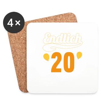 Endlich 20 aber Eltern leben bei mir 20 Geburtstag - Untersetzer (4er-Set) - Weiß - Vorne