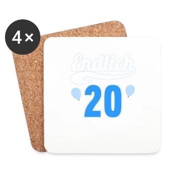 Endlich 20 aber Eltern leben bei mir 20 Geburtstag - Untersetzer (4er-Set) - Weiß - Vorne
