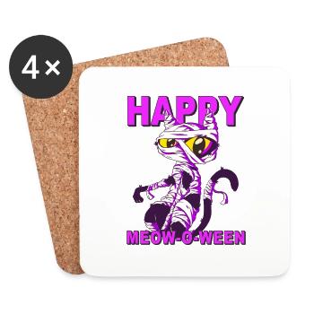 CHAT HAPPY MEOW-O-WEEN - Dessous de verre (lot de 4) - blanc - Devant