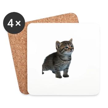Chaton mignon - Dessous de verre (lot de 4) - blanc - Devant
