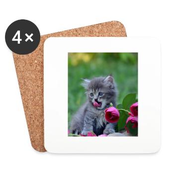 Pour les propriétaires de chats - Dessous de verre (lot de 4) - blanc - Devant