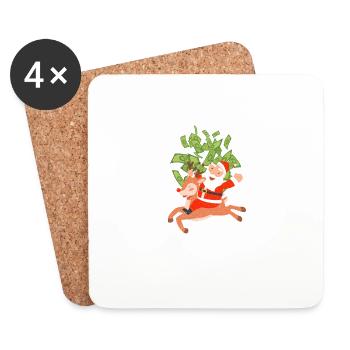 Make It Rein Funny Weihnachtsmann Rentier Weihnach - Untersetzer (4er-Set) - Weiß - Vorne
