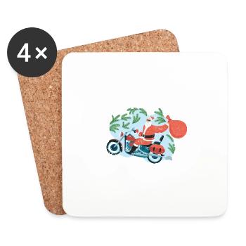 Santa Claus Riding Motorrad Oh, was für ein Spaß - Untersetzer (4er-Set) - Weiß - Vorne