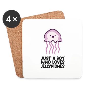 Just a Boy Who Loves Jellyfishes - Coasters (set of 4) - white - Front
