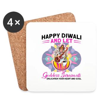 Diwali Hindus Sikh Festival of Lights Gift - Coasters (set of 4) - white - Front