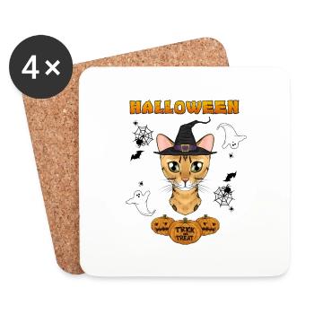 Bengal Cat Lover I Happy Halloween - Untersetzer (4er-Set) - Weiß - Vorne