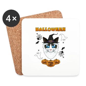 Ragdoll Cat Lover I Happy Halloween - Untersetzer (4er-Set) - Weiß - Vorne