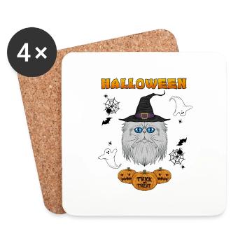 Amoureux des chats persans I Joyeux Halloween - Dessous de verre (lot de 4) - blanc - Devant