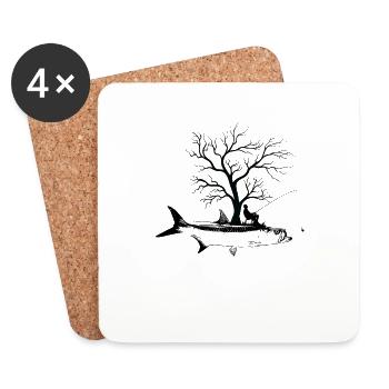 Graphic Tree - Fish Tarpon - Coasters (set of 4) - white - Front