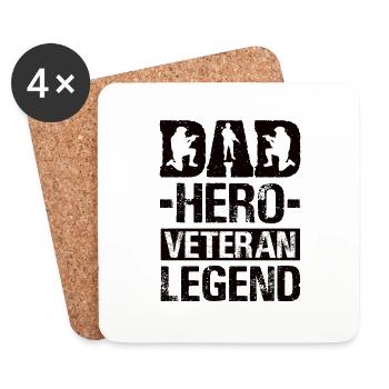 Papa Vétéran Homme Père Soldat - Dessous de verre (lot de 4) - blanc - Devant